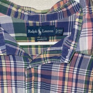 Ralph Lauren Blue and Green Casual Button Down Shirt